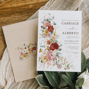 Blommigt Symphony Colorful Boho Garden Wedding Inbjudningar