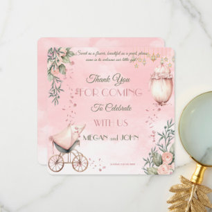 Blommigt Symphony in Rosa Co-Ed Girl Baby Shower Tack Kort