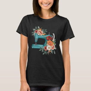 Blommigt Syning Maskin Flower Seamstress Sewer Hob T Shirt