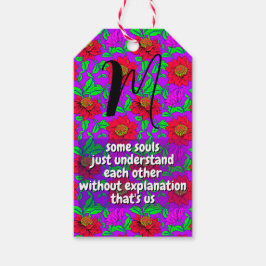 Blommigt Systercitat och monogram | Speciell Presentetikett