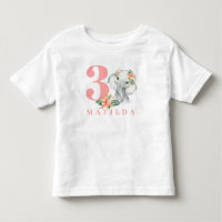 blommigt t-shirt för elefant med 3 års födelsedags