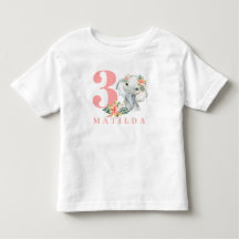blommigt t-shirt för elefant med 3 års födelsedags