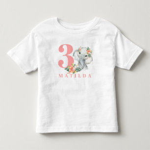 blommigt t-shirt för elefant med 3 års födelsedags