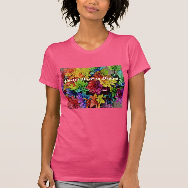 Blommigt T-Shirt (Fuchsia) Dare alltid till Dream (Framsida)