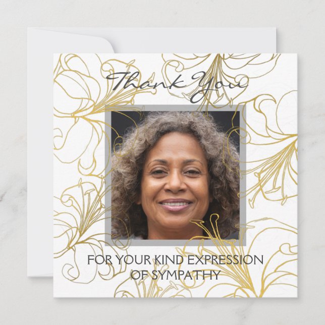 Blommigt Tack Elegant Guld Lily Anpassningsbar Pho (Framsida)