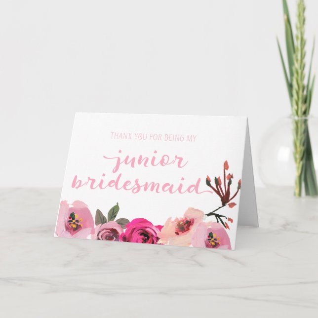 Blommigt Tack för att jag är min Junior Bridesmaid Kort (Framsida)