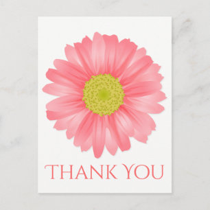 Blommigt Tack Gerbera Daisy Rosa Flower Vykort