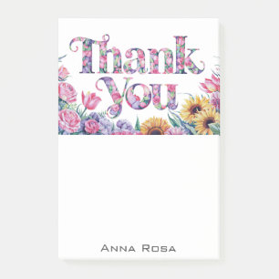 *~* Blommigt Tack Gratitude AP85 Manifestation Post-it Block