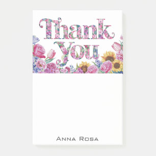 *~* Blommigt Tack Gratitude Manifestation AP85 Post-it Block