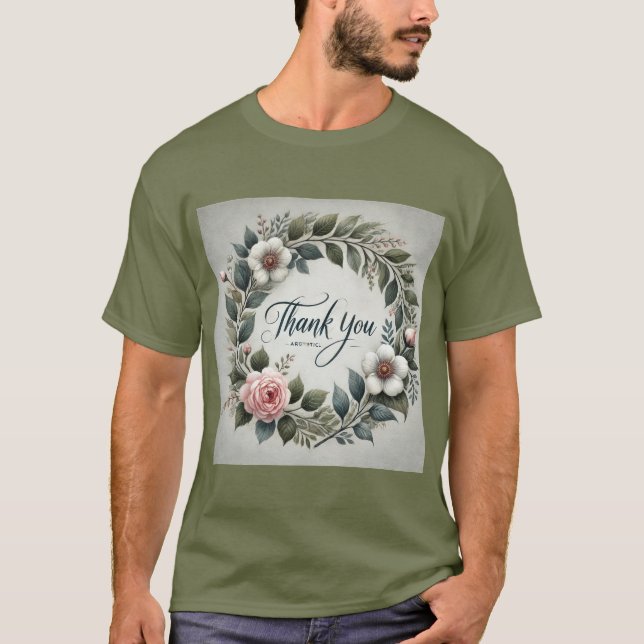 Blommigt Tack Manar T Shirt (Framsida)