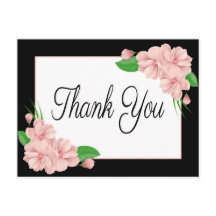 Blommigt Tack Rosa Flowers Black Bröllopsfest