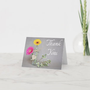 Blommigt Tack Rosa, Gult Gerbera Daisy Flower Kort