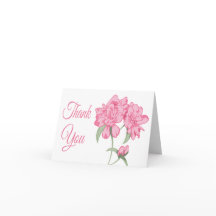 Blommigt Tack Rosa Peony Blank Note Card