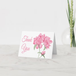 Blommigt Tack Rosa Peony Blank Note Card Kort