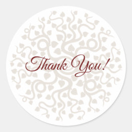 Blommigt Tack - små rundstreck Runt Klistermärke