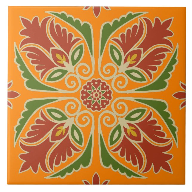 Blommigt Talavera Tile Kakelplatta (Framsidan)