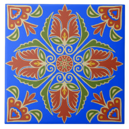 Blommigt Talavera Tile Kakelplatta