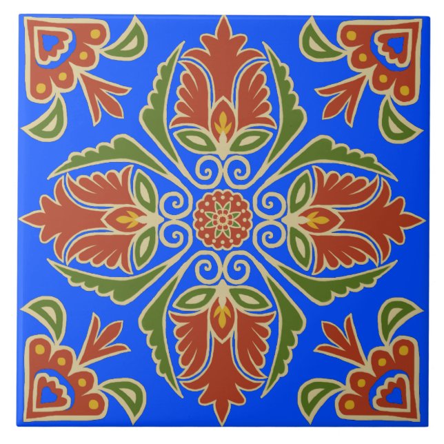 Blommigt Talavera Tile Kakelplatta (Framsidan)