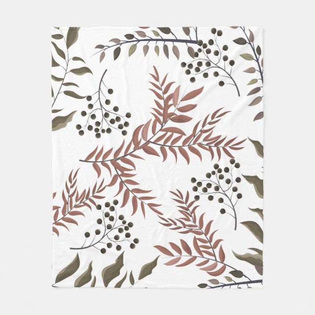 Blommigt Tan Earthy Design Fleece Blanket (Framsidan)