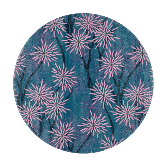 Blommigt tapet: asiatisk marinblått, rosa. (Framsidan)