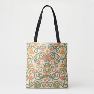 Blommigt tapet i art nouveau stil, Vintage sjuk Tygkasse