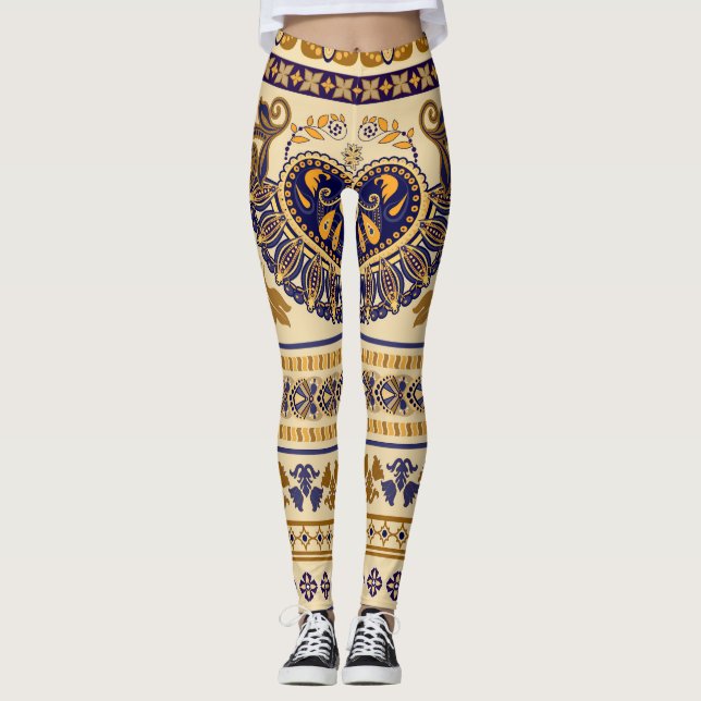 Blommigt Tapet i Egypten Leggings (Framsida)