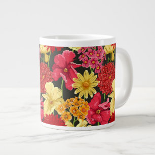 Blommigt tapet i vattenfärgen stil jumbo mugg