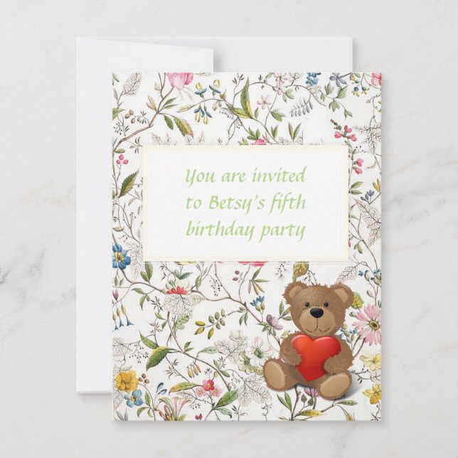 Blommigt Tapet Mönster Inbjudningar (Framsida)