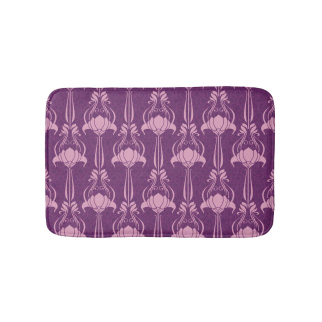 Blommigt Tapet Rosa Violet Design Badrumsmatta (Framsidan)