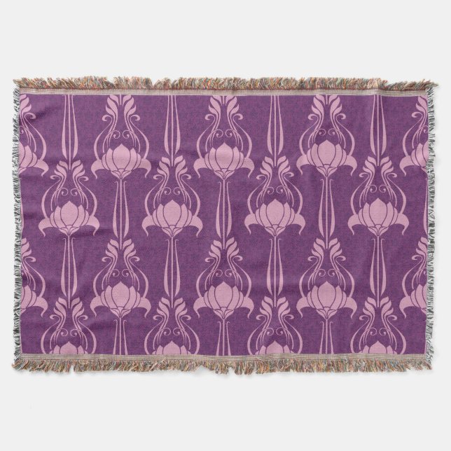 Blommigt Tapet Rosa Violet Design Filt (Framsidan)