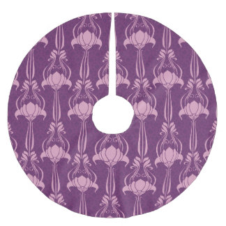 Blommigt Tapet Rosa Violet Design Julgransmatta Borstad Polyester
