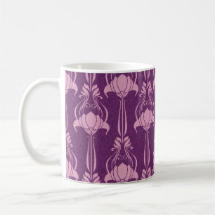 Blommigt Tapet Rosa Violet Design Kaffemugg