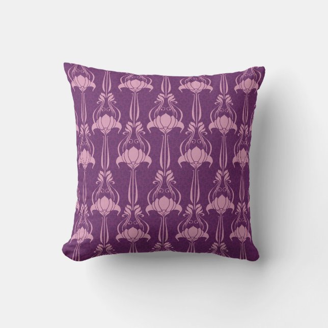 Blommigt Tapet Rosa Violet Design Kudde (Framsida)