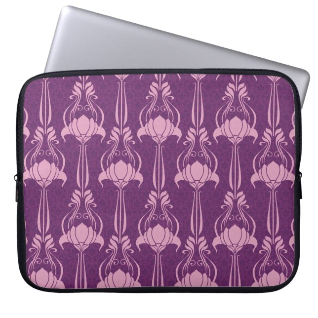 Blommigt Tapet Rosa Violet Design Laptop Fodral (Framsidan)