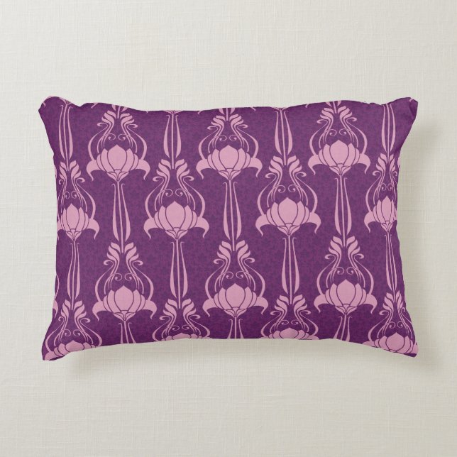Blommigt Tapet Rosa Violet Design Prydnadskudde (Framsidan)