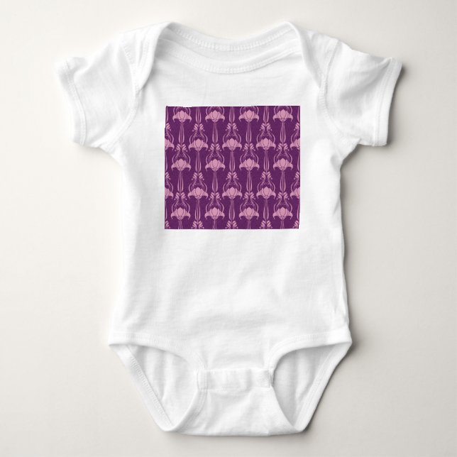 Blommigt Tapet Rosa Violet Design T Shirt (Framsida)