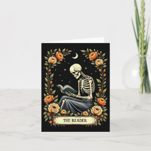 Blommigt-Tarot-kort för läsaren Skeleton som läser Kort
