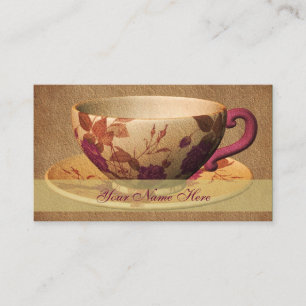 Blommigt Tea Kopp Art Affärskort Visitkort