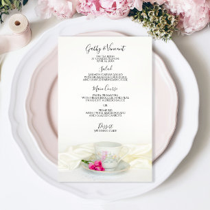 Blommigt Tea Kopp och Rosa ros Bröllop Menu