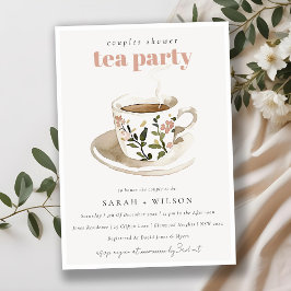 Blommigt Tea Kopp Par Shower Tea Party Inbjudningar