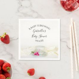 Blommigt Tea Kopp Rosa ros Baby är en bryggskugga Pappersservett