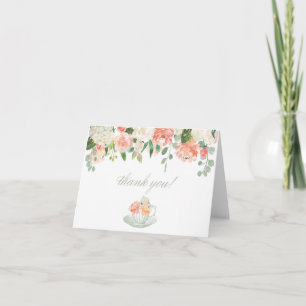 Blommigt Tea Kopp - tack för att du har fått ett k Kort