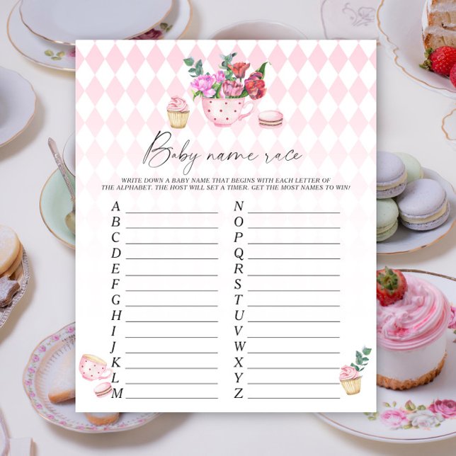 Blommigt tea party - Baby namn tävling-vilt (Skapare uppladdad)
