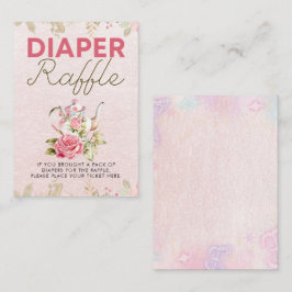 Blommigt Tea Party Baby Shower Diaper Raffle Sign Tilläggskort