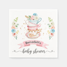 Blommigt Tea Party Baby Shower Pappersservett
