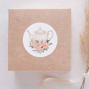 Blommigt Tea Party Baby Shower Runt Klistermärke