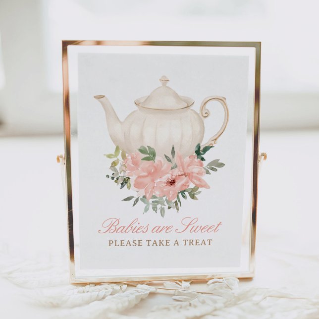 Blommigt Tea Party Baby Shower Trews Sign Poster (Skapare uppladdad)