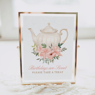 Blommigt Tea Party födelsedag är ett svalt tecken Poster