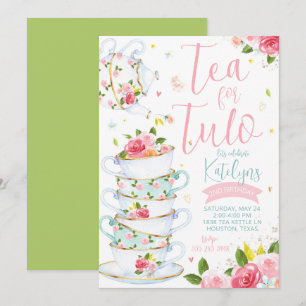Blommigt Tea Party-födelsedagsinbjudan Inbjudningar