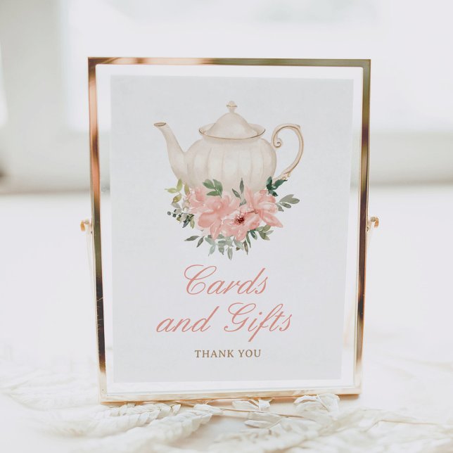 Blommigt Tea Party Födelsedagskort och gåvor Poster (Skapare uppladdad)